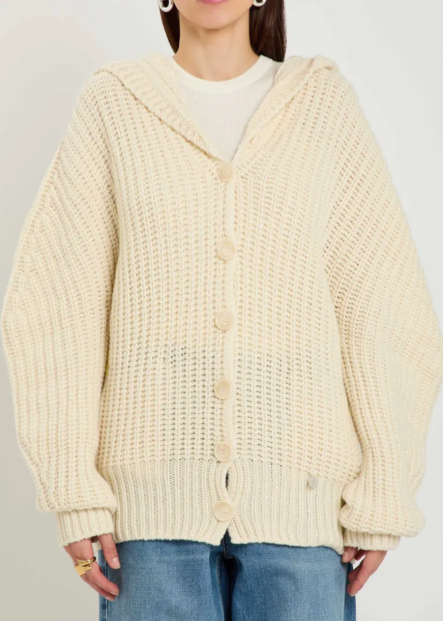 Hooded cashmere and wool-blend cardigan