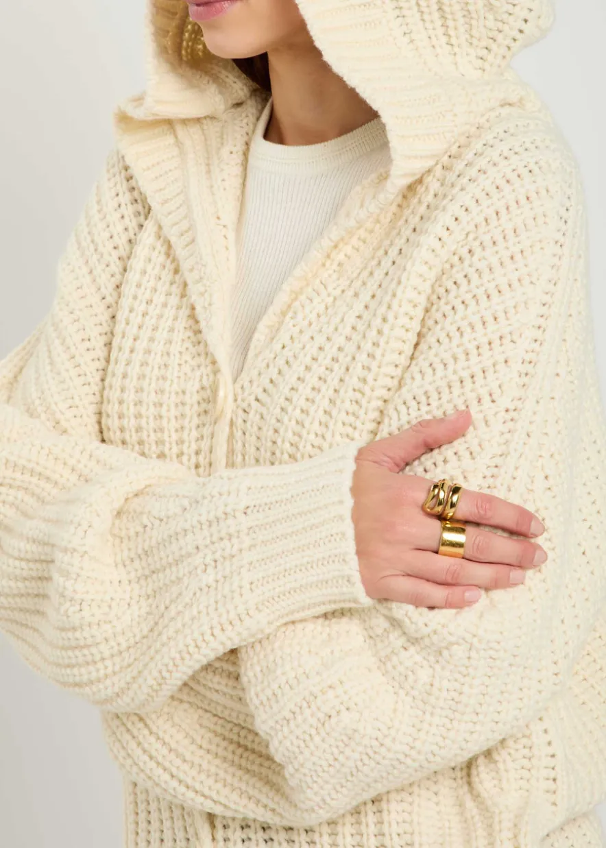 Hooded cashmere and wool-blend cardigan