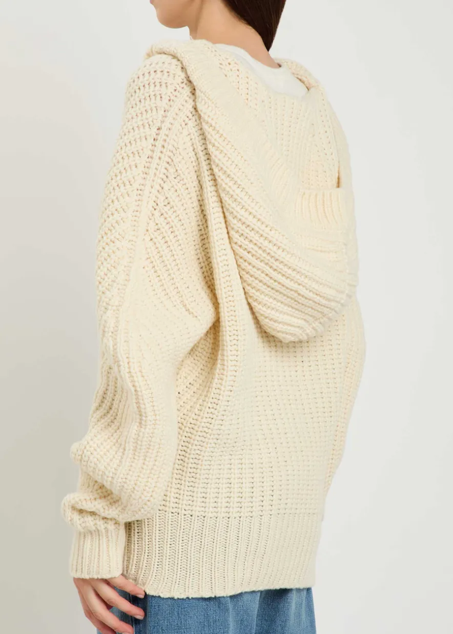 Hooded cashmere and wool-blend cardigan