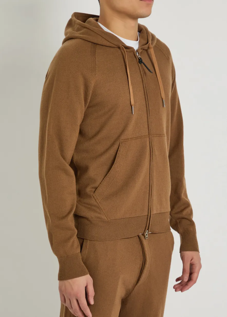 Hooded cashmere and wool-blend jumper