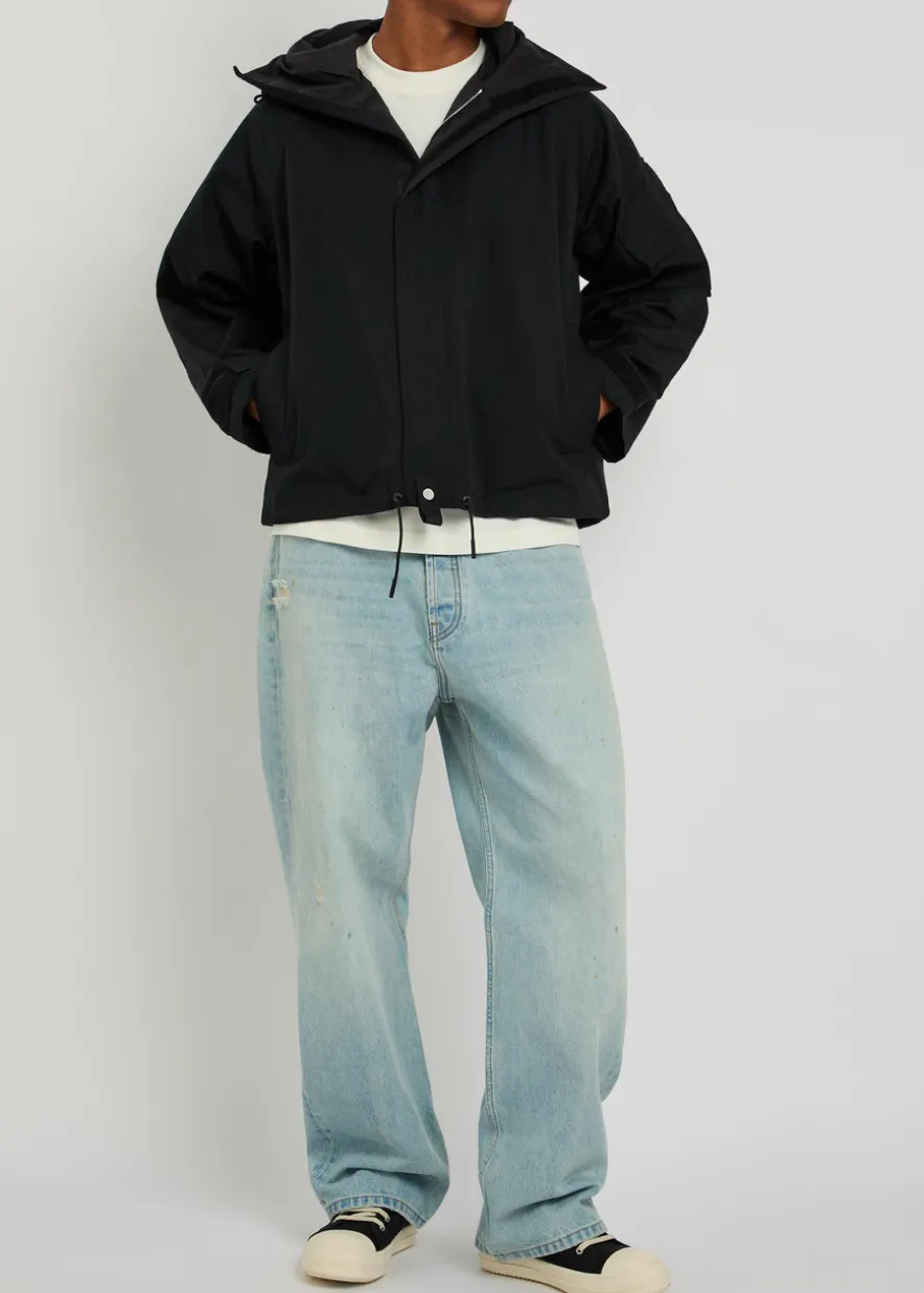 Hooded cotton-blend jacket