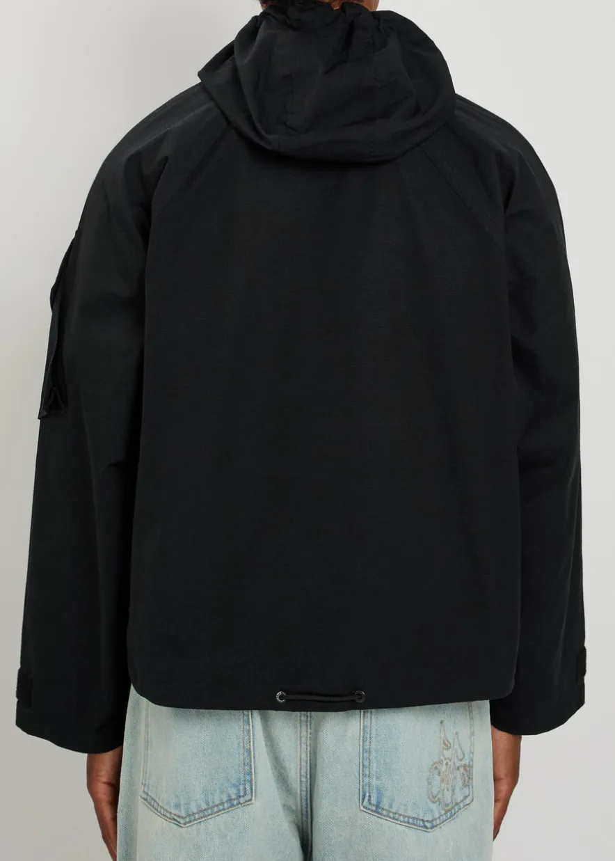Hooded cotton-blend jacket