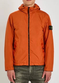 Hooded crinkled nylon jacket