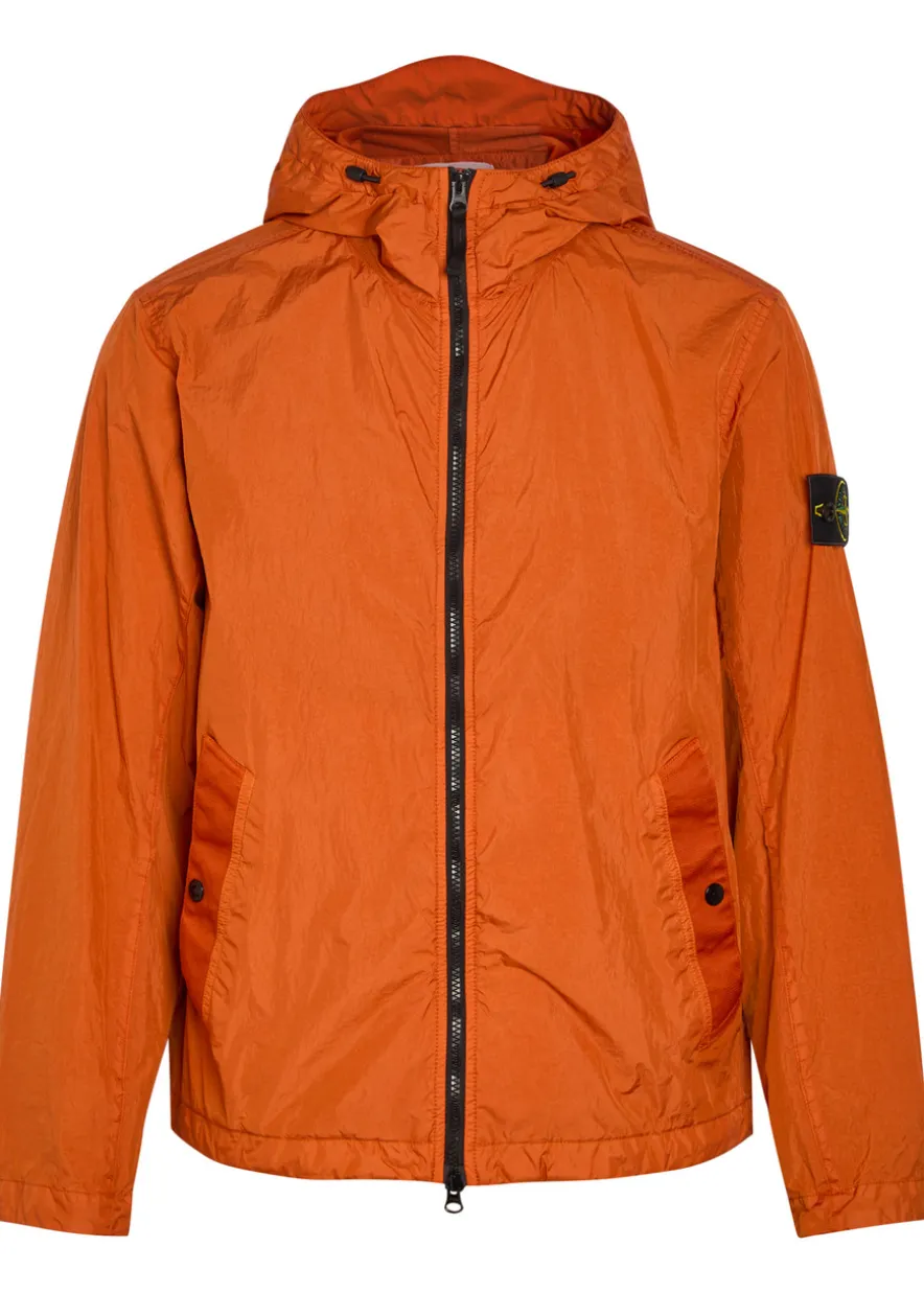 Hooded crinkled nylon jacket
