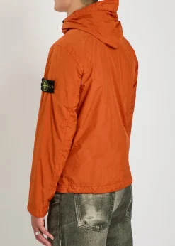 Hooded crinkled nylon jacket