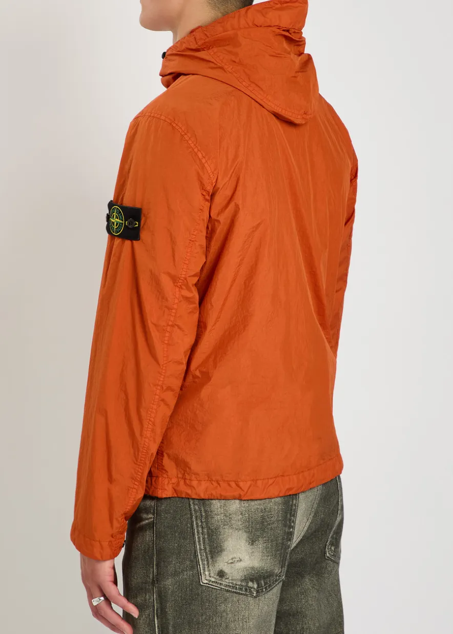 Hooded crinkled nylon jacket