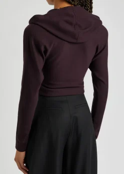 Hooded cross-over wool top