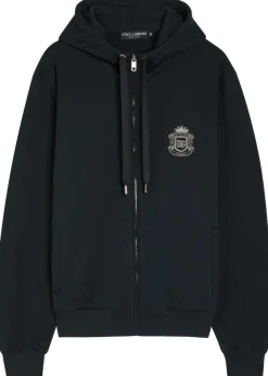 Hooded logo-embroidered cotton sweatshirt