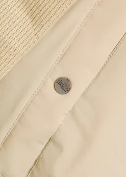 Hooded padded stretch shell and cotton-knit jacket