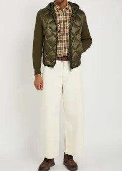 Hooded quilted shell and cotton-blend cardigan