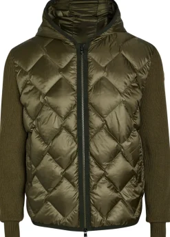 Hooded quilted shell and cotton-blend cardigan