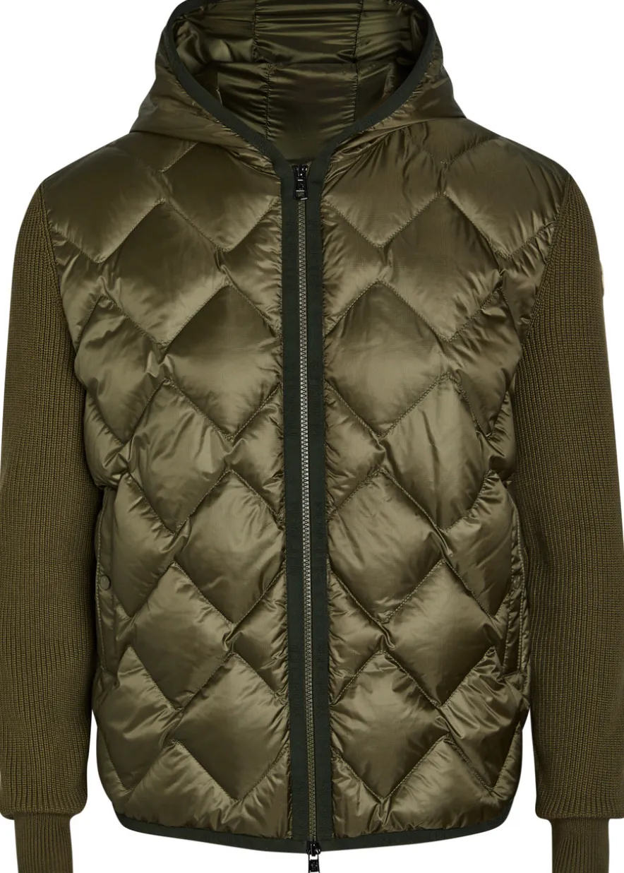 Hooded quilted shell and cotton-blend cardigan