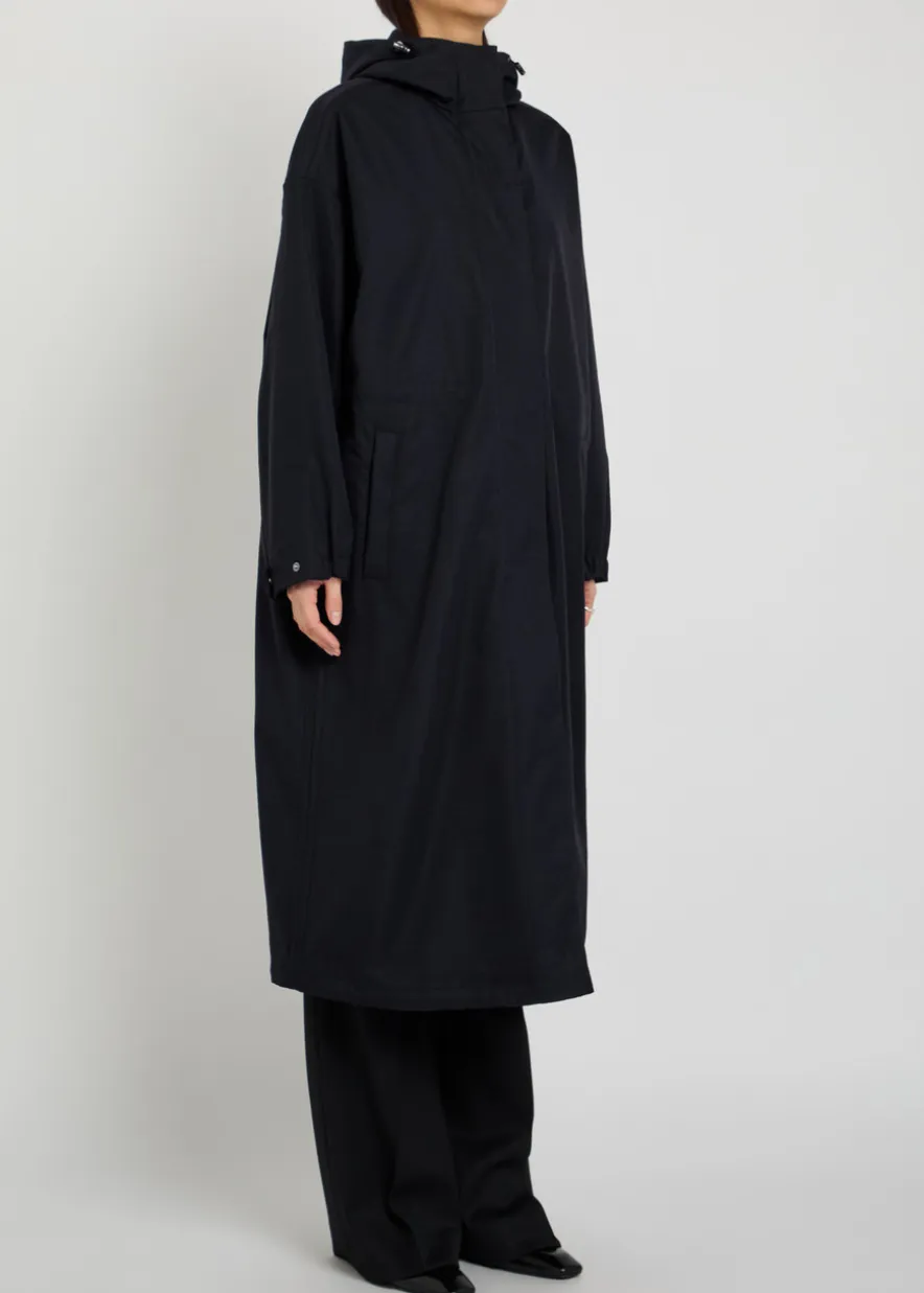 Hooded twill parka coat