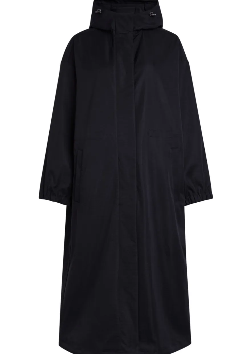Hooded twill parka coat
