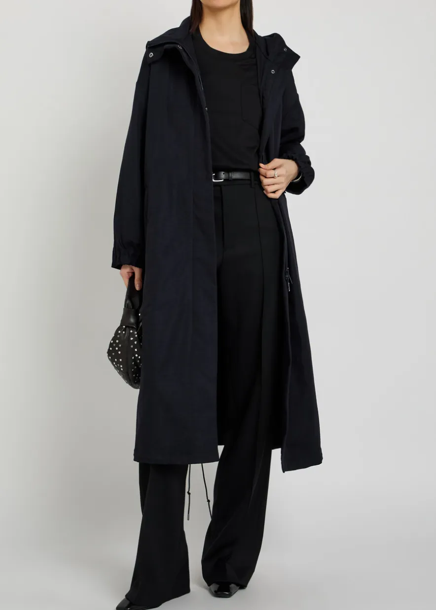 Hooded twill parka coat