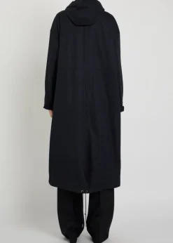 Hooded twill parka coat