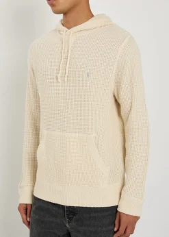 Hooded waffle-knit wool-blend jumper