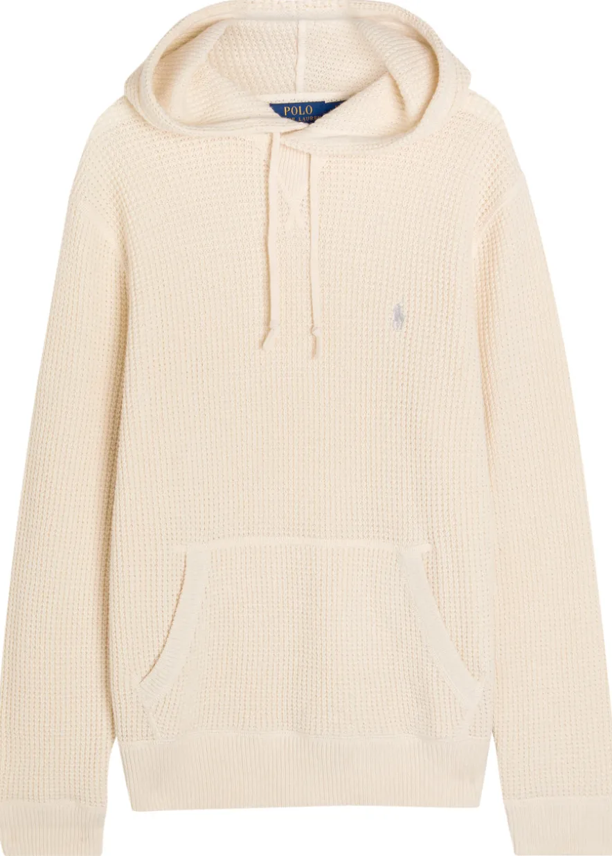 Hooded waffle-knit wool-blend jumper