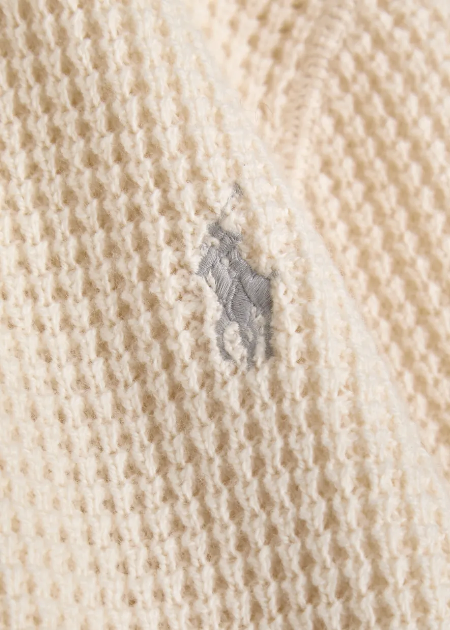 Hooded waffle-knit wool-blend jumper