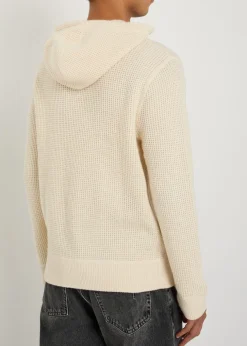 Hooded waffle-knit wool-blend jumper