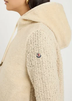 Hooded wool-blend and teddy jumper