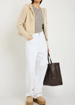Hooded wool-blend and teddy jumper