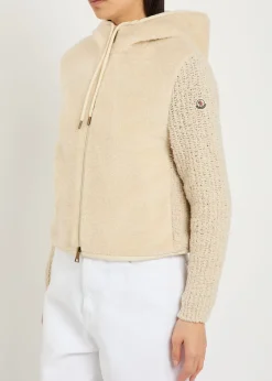 Hooded wool-blend and teddy jumper