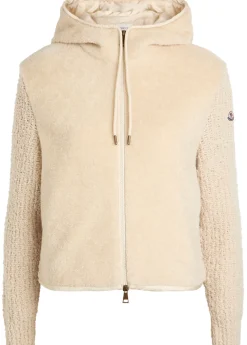 Hooded wool-blend and teddy jumper