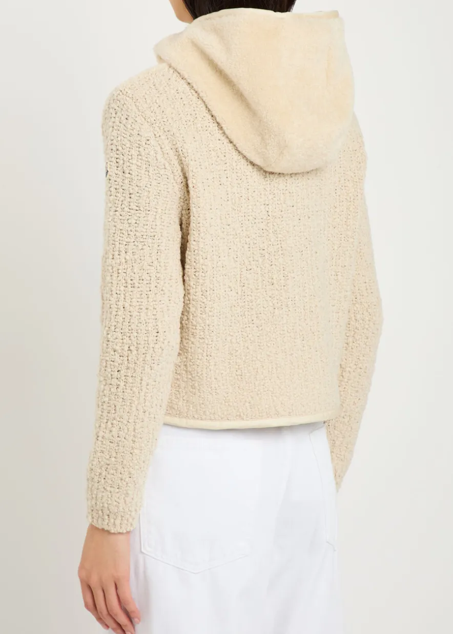 Hooded wool-blend and teddy jumper