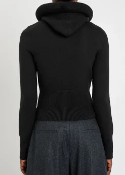 Hooded wool-knit jumper