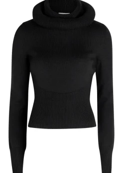 Hooded wool-knit jumper