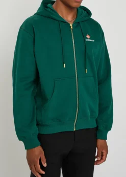 Hooded zip-through cotton sweatshirt