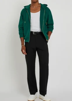 Hooded zip-through cotton sweatshirt