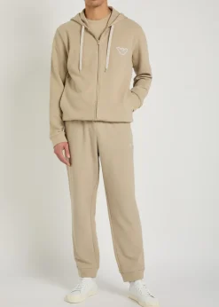Hooded zip-through piqué cotton-blend sweatshirt