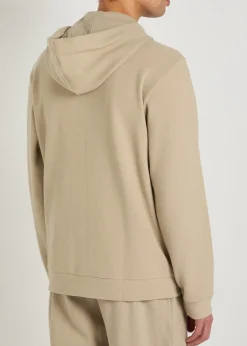 Hooded zip-through piqué cotton-blend sweatshirt