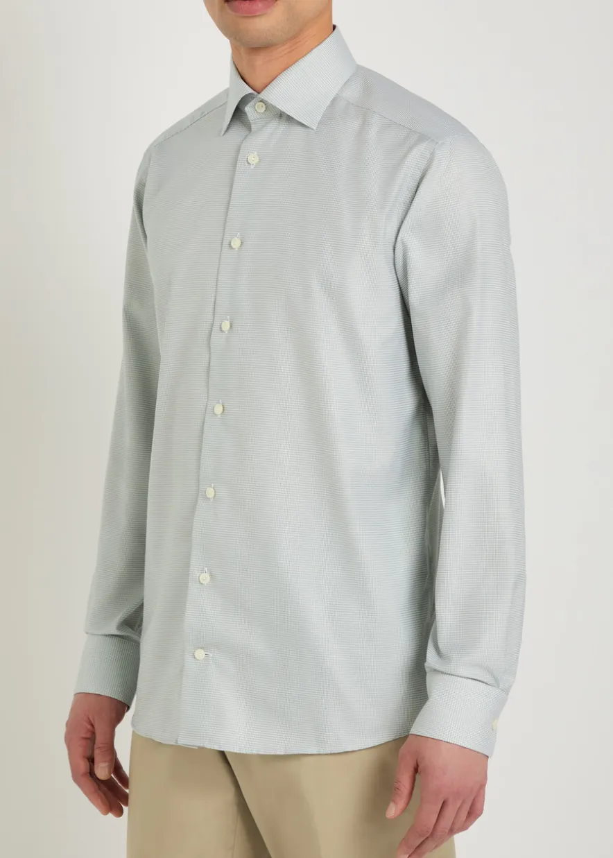 Houndstooth cotton-twill shirt