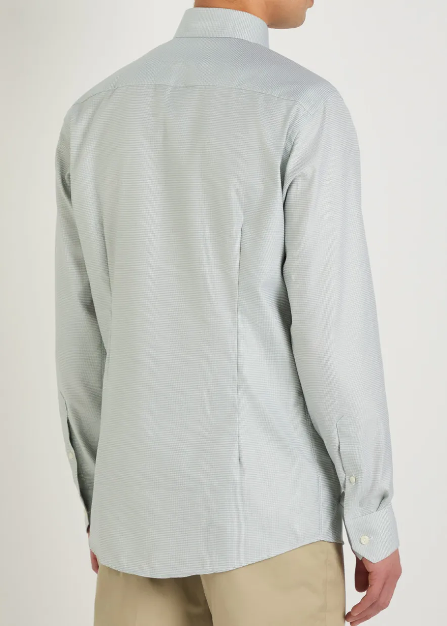 Houndstooth cotton-twill shirt