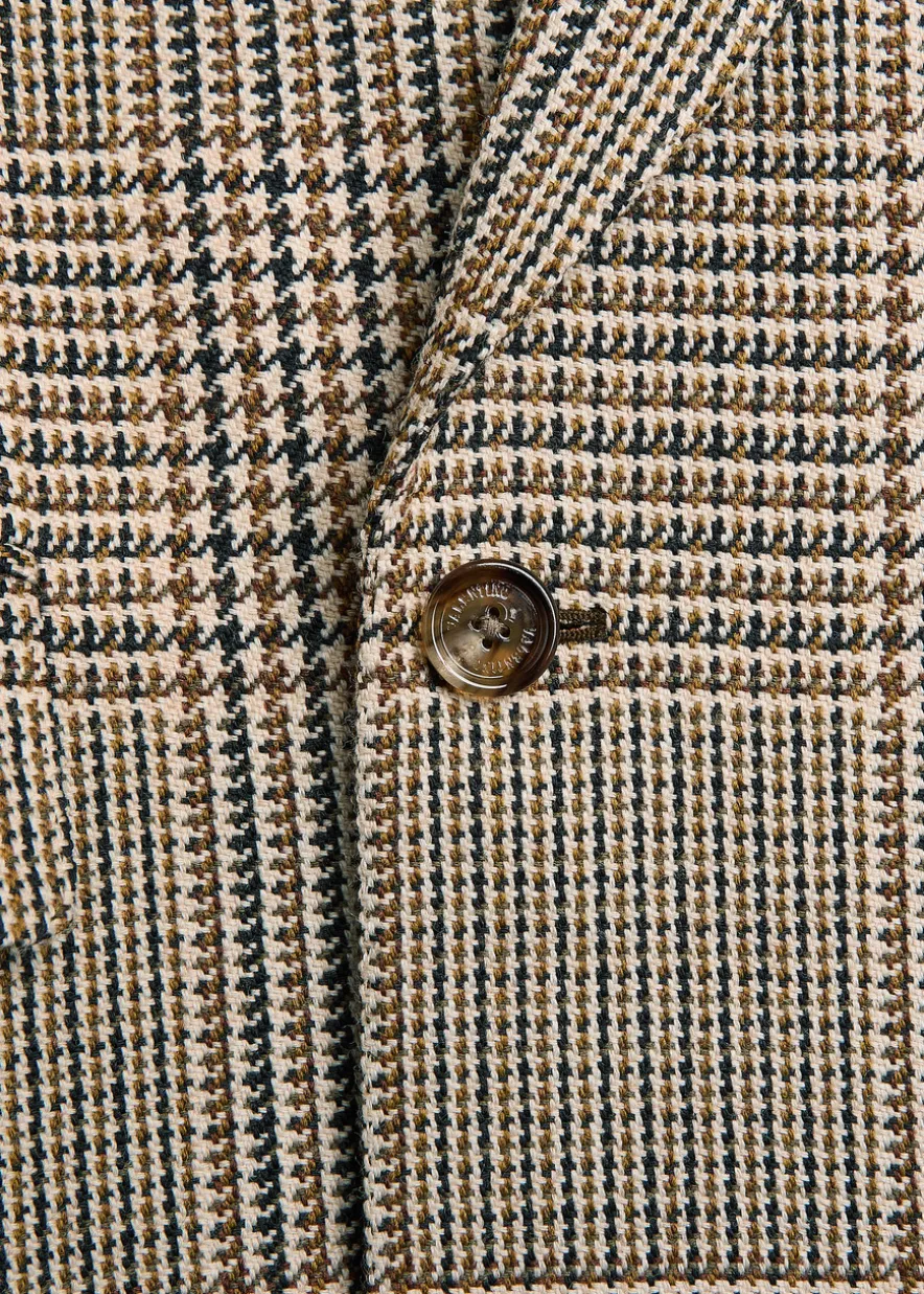 Houndstooth double-breasted wool blazer