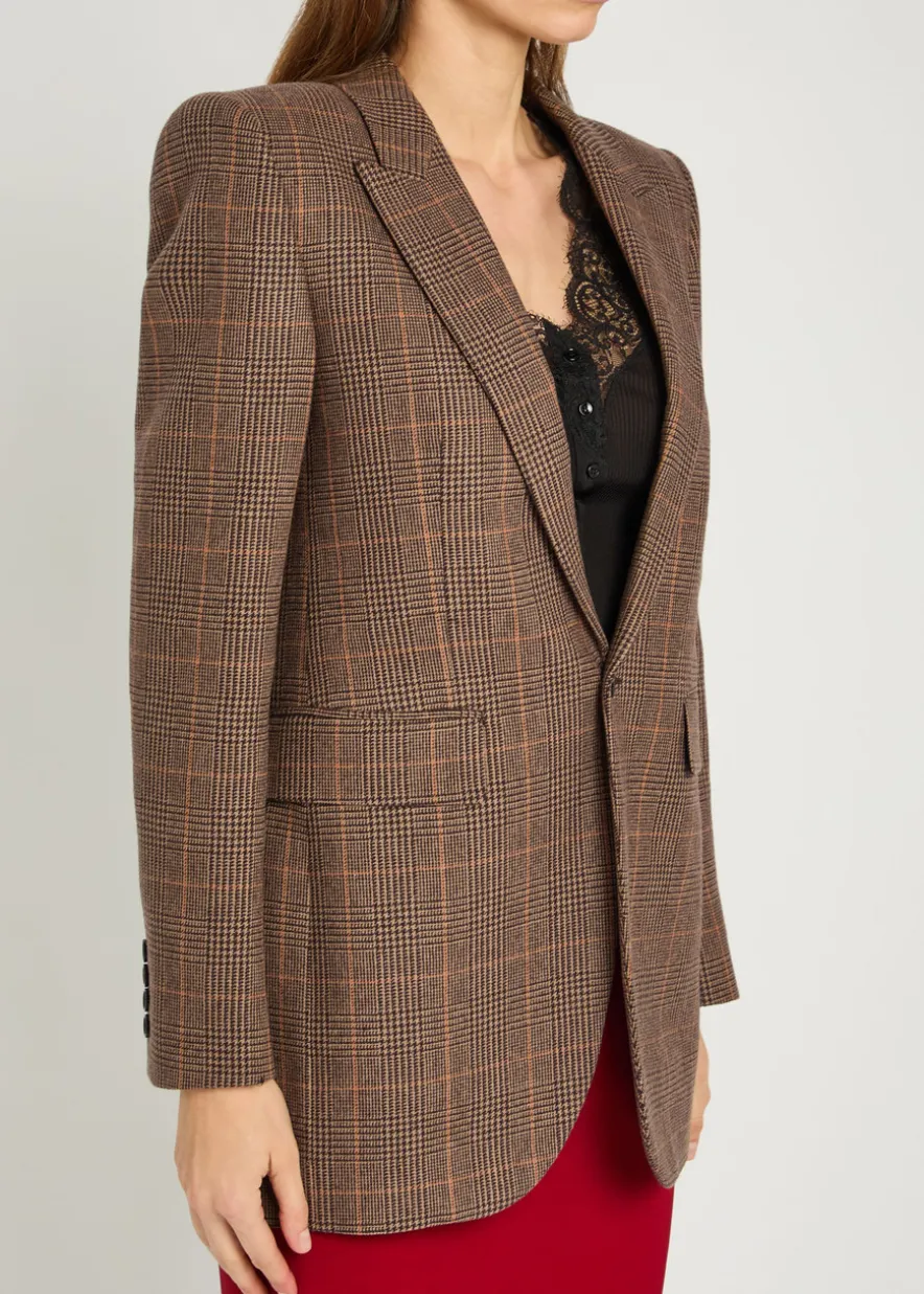 Houndstooth wool and cashmere-blend blazer