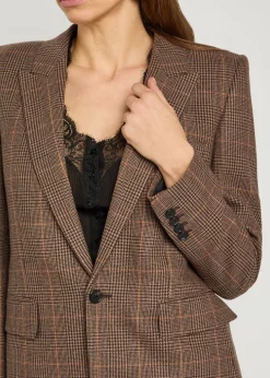 Houndstooth wool and cashmere-blend blazer