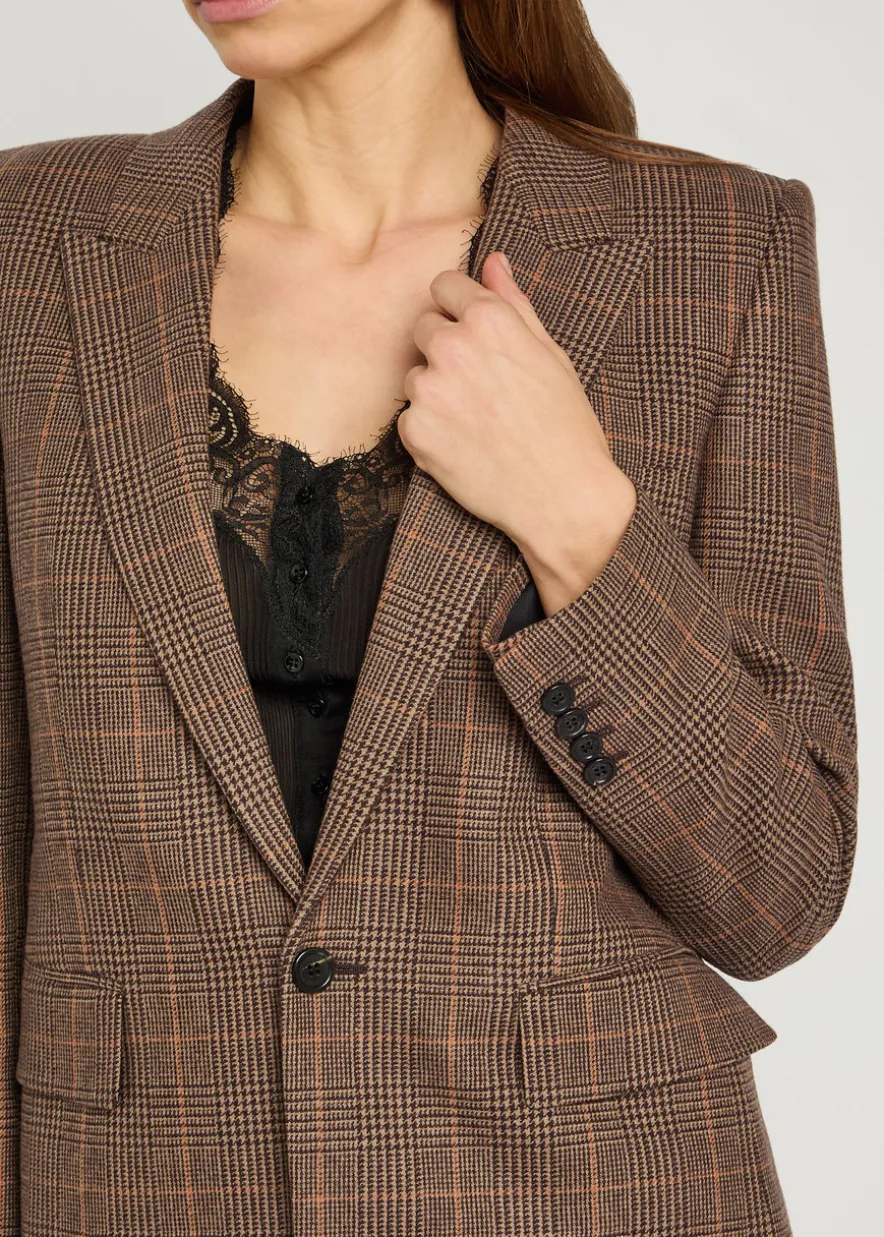 Houndstooth wool and cashmere-blend blazer