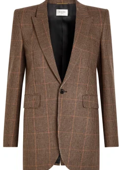 Houndstooth wool and cashmere-blend blazer