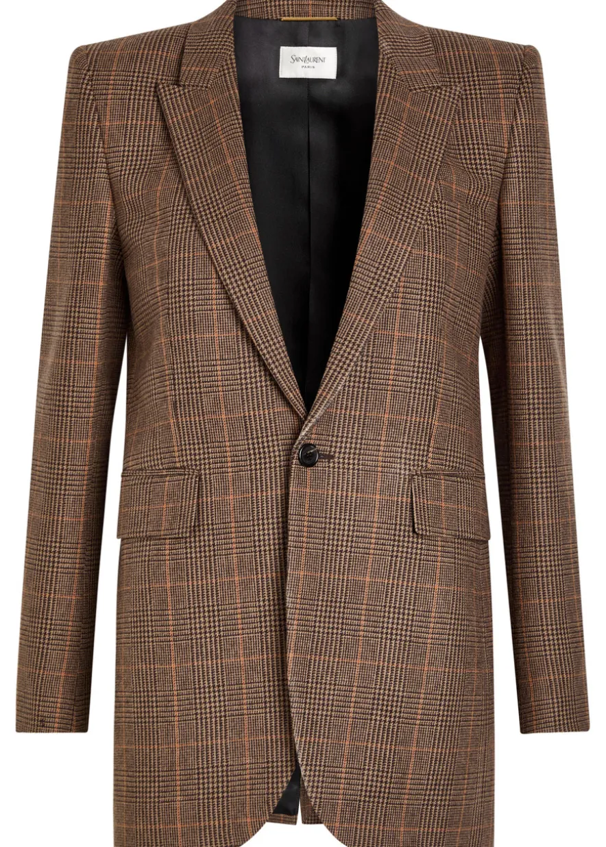 Houndstooth wool and cashmere-blend blazer