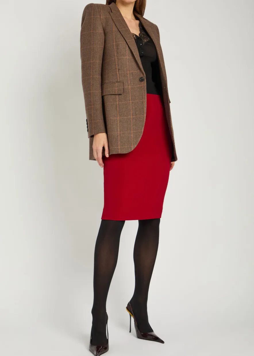 Houndstooth wool and cashmere-blend blazer