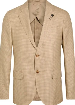 Houndstooth wool and cotton-blend blazer
