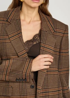 Houndstooth wool blazer