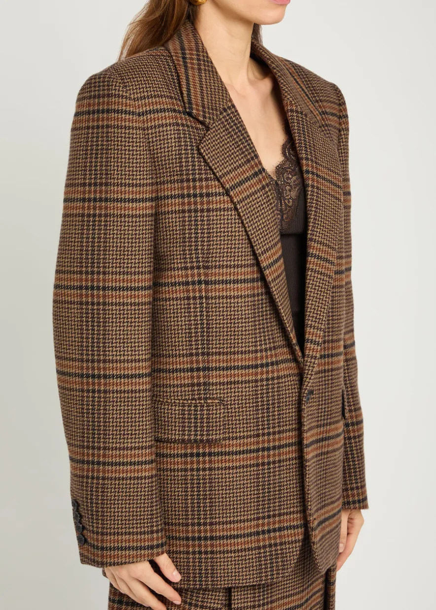 Houndstooth wool blazer