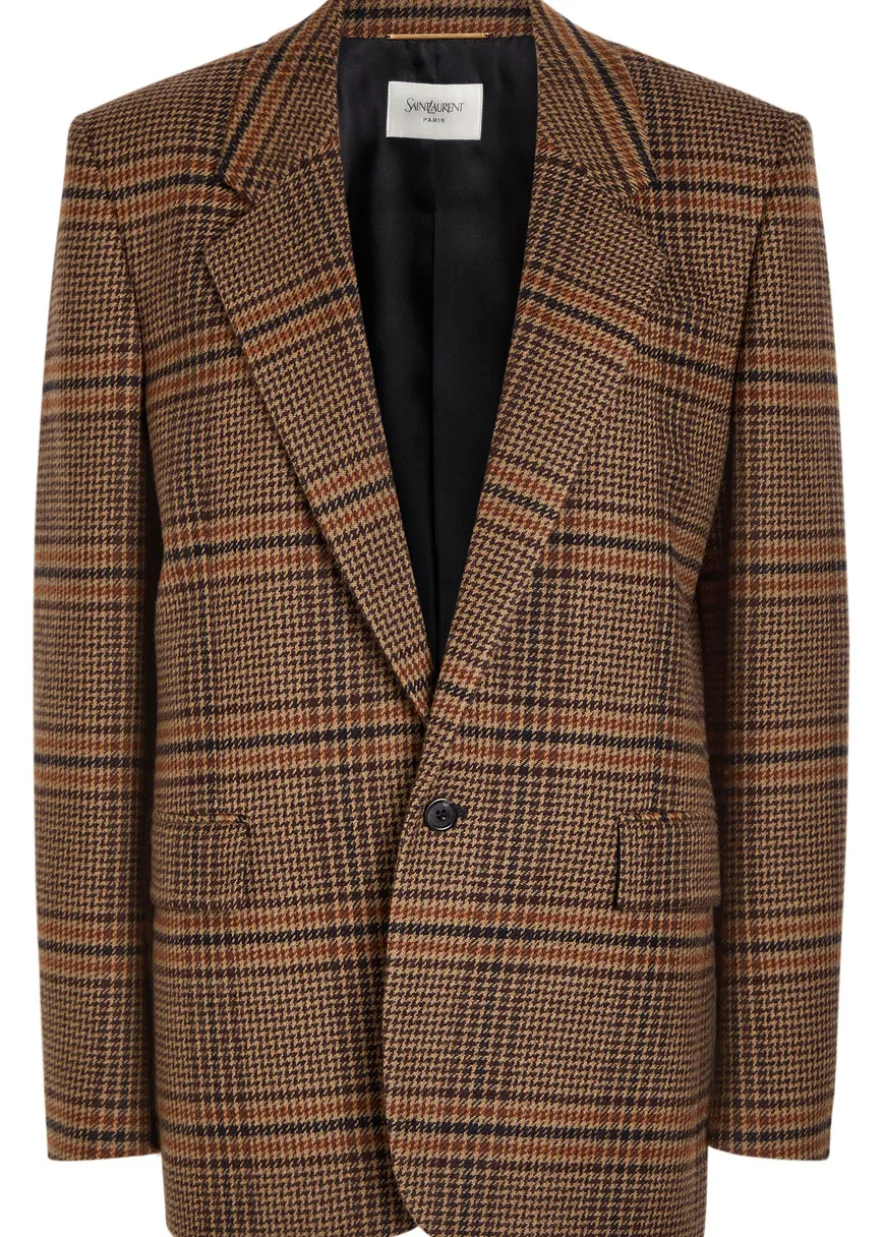 Houndstooth wool blazer