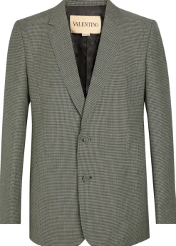 Houndstooth wool blazer