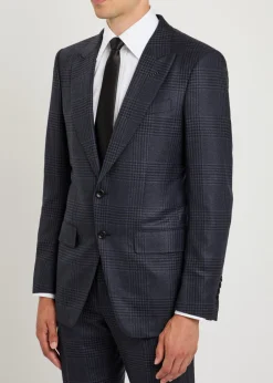 Houndstooth wool blazer